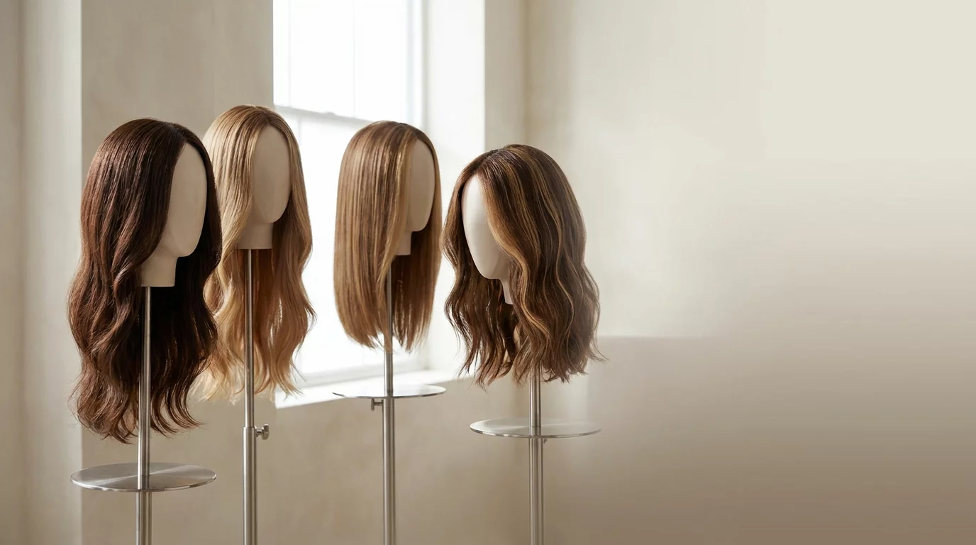 Klasszikus Egyenes Human Hair Paróka - Sötétbarna